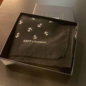 Saint Laurent wool anchor print bandana scarf